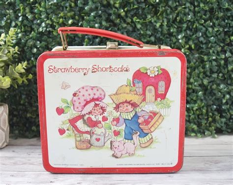 Vintage 1980 Strawberry Shortcake Metal Lunch Box By Aladdin Nostalgic