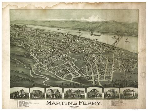 Martins Ferry, Ohio 1899 Bird's Eye View - OLD MAPS