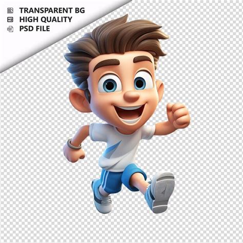 Premium Psd White Person Running 3d Cartoon Style White Background Is
