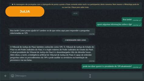 Tj Pi Lan A Julia Intelig Ncia Artificial Ligada Ao Whatsapp Para