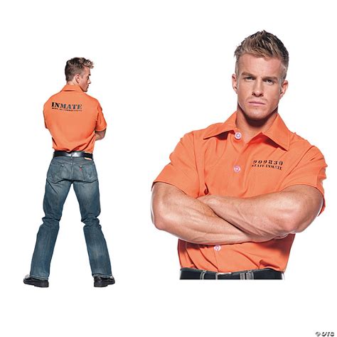 Mens Orange Prisoner Shirt Costume Standard Halloween Express