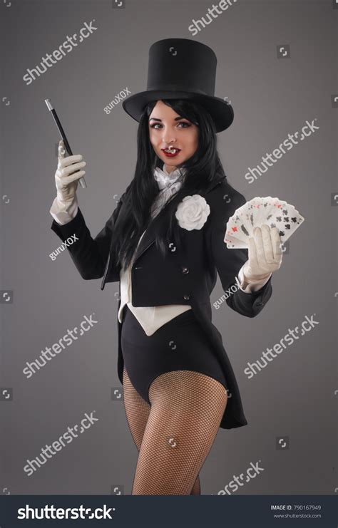 Pretty Female Magician Dressed Performer Costume Stock Photo 790167949 ...