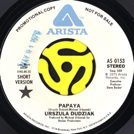 URSZULA DUDZIAK PAPAYA 45 S WHITE PROMO Breakwell Records