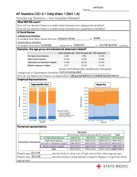 AP Stats Unit 1 Test Review and Key Answers - Studocu