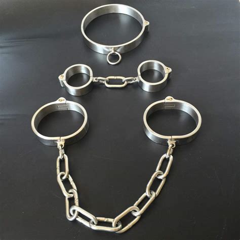 Bdsm Stainless Steel Neck Collar Wrist Ankle Restraints Heavy Duty Slave Shackle Ebay