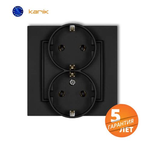 Розетка двойная с заземлением, без шторки Karlik MINI черный матовый ...
