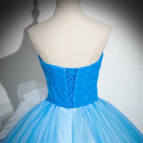 Unusual Pool Blue Appliques Cascading Ruffles Prom Dresses 2024 Ball