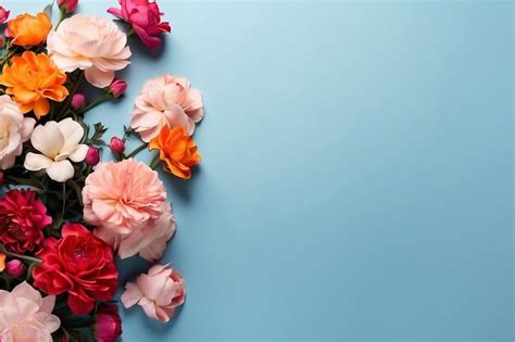 Premium Photo Top View Flowers With Copy Space