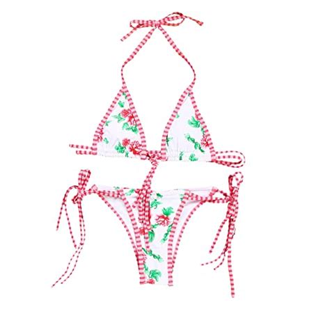 MAPOTT Sexy Bikini Sets For Women 2 Piece Floral Print Bikini Triangle Tie Side Swimsuit Large