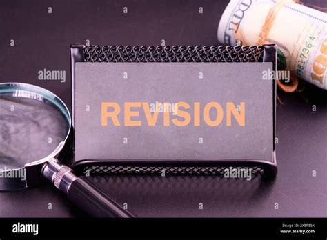 Conceptual Revision Symbol Revision Word Written On A Gray Business