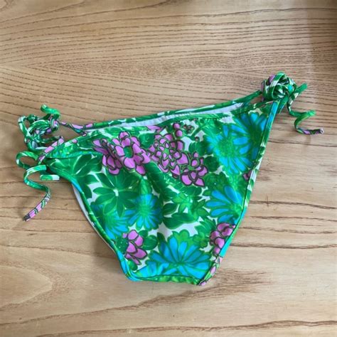 Milly Cabana Swim Milly Cabana Green Floral Print String Bikini Bottom Medium Poshmark