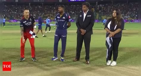 IPL 2023 GT Skipper Hardik Pandya Wins Toss Opts To Bowl Against RCB