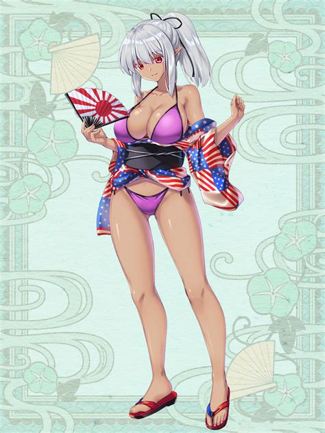 Ozuka Suma Kurutia Dorent Kerberos Blade 1girl American Flag American Flag Print Bikini
