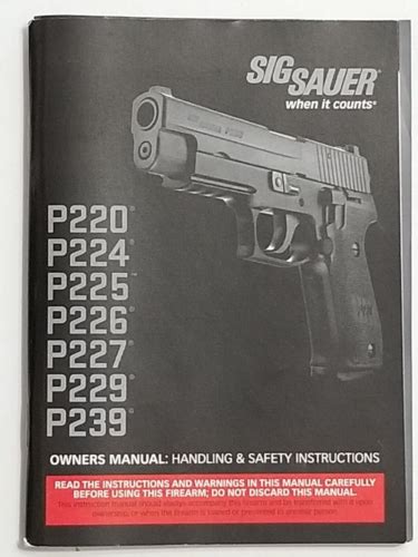 Sig Sauer Factory Original Owner S Manual For P P P P P