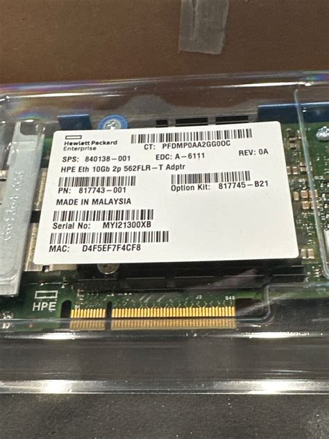817745-B21 840138-001 HPE Ethernet 10Gb 2-port 562FLR-T Adapter 817743 ...