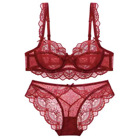 Ultra Thin Custom Underwire Set Women Sexy Corset See Through Lace Cut Out Lingerie Set