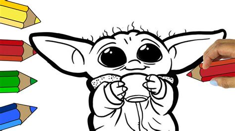 How To Draw A BABY YODA With A CUP Como Dibujar A BABY YODA Con Una