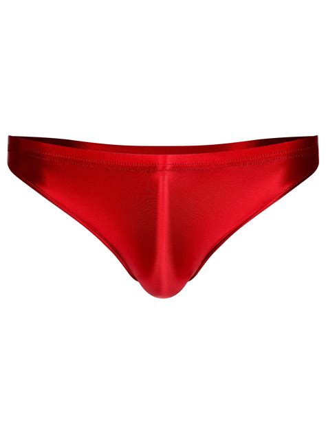 Yizyif Mens Glossy Low Rise Bikini Briefs Underwear Solid Color