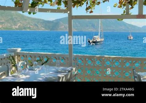 Beautiful Outdoor Tavern On Kefalonia Island Typical Greek Scene From