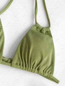 ZAFUL Ribbed Strappy Convertible String Bikini Swimwear In LIGHT GREEN ZAFUL 2024
