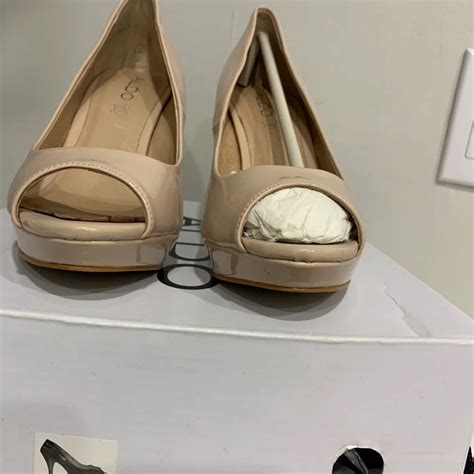 Aldo Nude Leanora Patent Pep Toe Platform Pump Gem