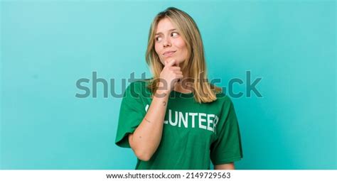 Pretty Blonde Woman Smiling Happy Confident Stock Photo Shutterstock