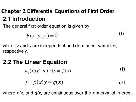 Ppt Chapter 2 Differential Equations Of First Order Powerpoint Presentation Id6758332