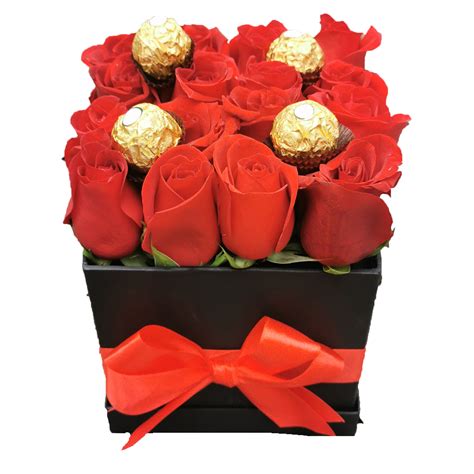 Caja De 16 Rosas Y Bombones Flores Paris