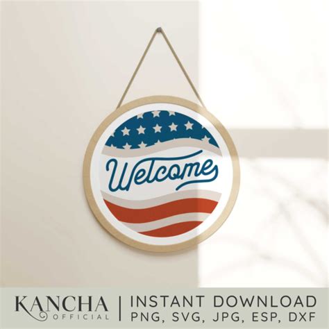 Welcome Sign Svg America Flag Welcome Cut File Wall Decor Etsy