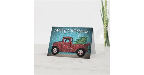 Little Red Truck Christmas Card | Zazzle