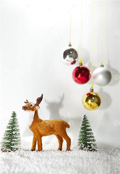 Christmas Holiday Theme With Reindeer And Christmas Trees Stock Image Image Of Background