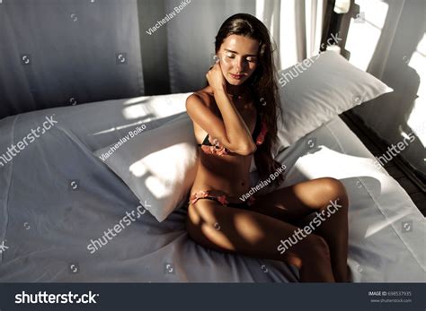 Bikini Model Beautiful Sexy Brunette Girl Stock Photo 698537935 Shutterstock