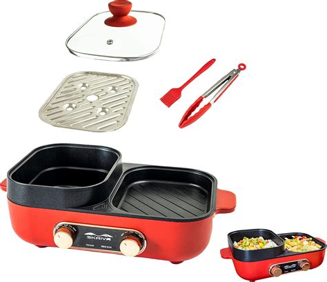Amazon De Skaiva In Hot Pot Mit Grill Und Dampfgarer Tragbarer