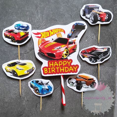 Jual Cake Cupcake Topper Tusukan Kue Happy Birthday Mobil Hot Wheels Shopee Indonesia