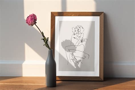 Egon Schiele Cliparts PNG Nude Lesbian Wall Art Collage Art Elements Self Portrait Sticker WLW