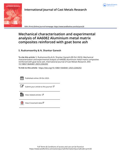 PDF Mechanical Characterisation And Experimental Analysis Of AA6082