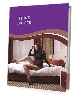 Seductive Model In Black Lingerie Posing Sensually On Bed Presentation Folder Design ID