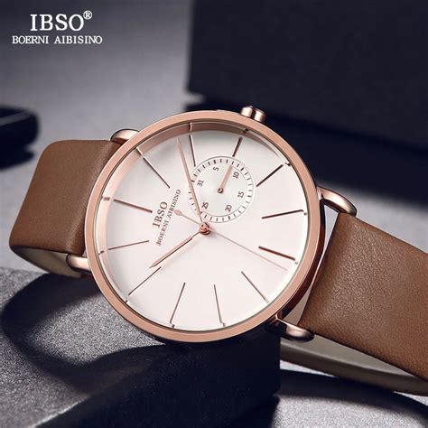 IBSO New Mens Leather Watches 2019 Top Brand Luxury Quartz Clock Men's ...