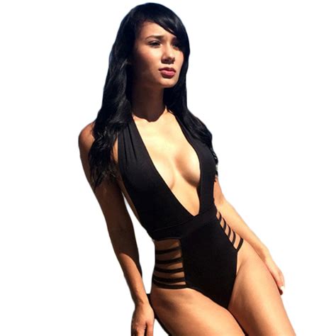 Deep V High Waist Backless Bikini Lit Swimwear