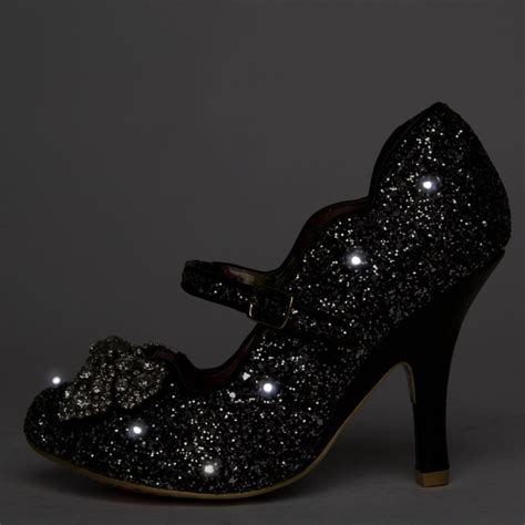Womens Shimmer Black Light Up High Heel