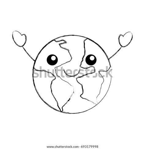 World Planet Earth Kawaii Character Stock Vector Royalty Free