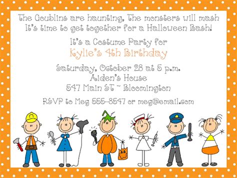 Halloween Costume Party Invitation Wording