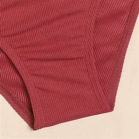 Retro Red Color Two Piece Teenage Girls Bikini Set Vicedeal