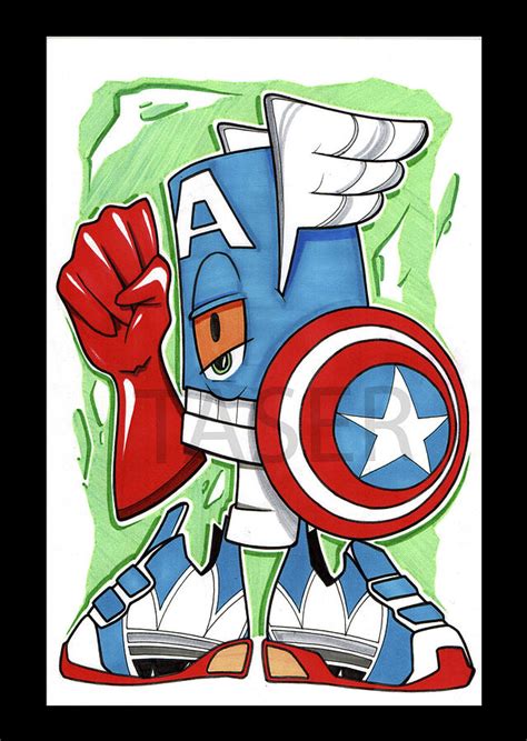 Cap Tain America Drawing By Taser Caps Fine Art America