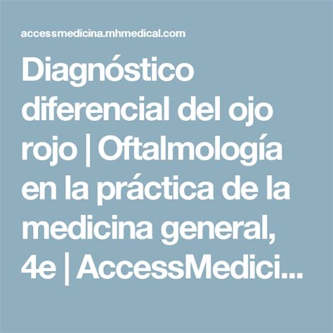 Diagnóstico diferencial del ojo rojo Oftalmología en la práctica de