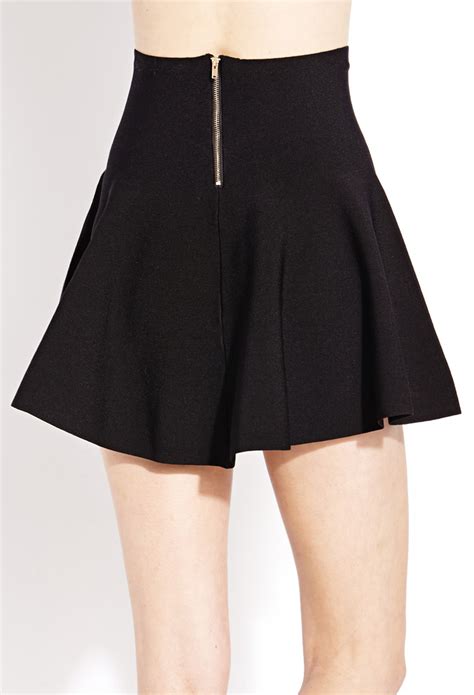 Forever 21 High Waisted Skater Skirt In Black Lyst