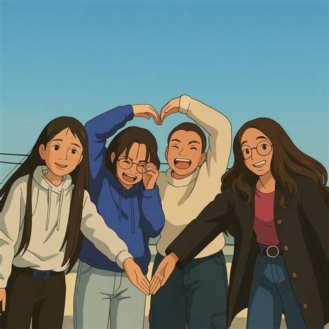 friends cartoon anime friends group friendship aesthetic