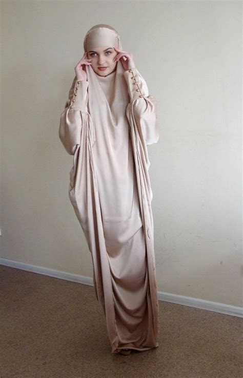 Long Silk Khimar Elegant Muslim Dress Beige Burqa Dubai Abaya