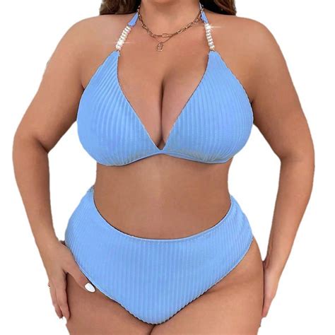 Plus Size Bikini Swimsuits For Woman Swimwear Oversize Beachwear PQ