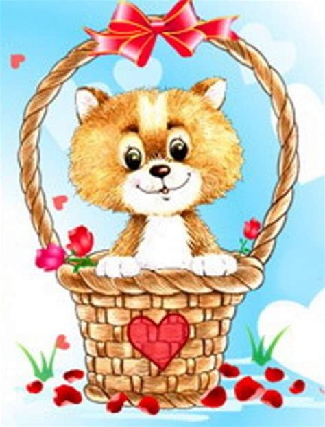 Влюбленный кот в корзине - картинка №8015 | Printonic.ru